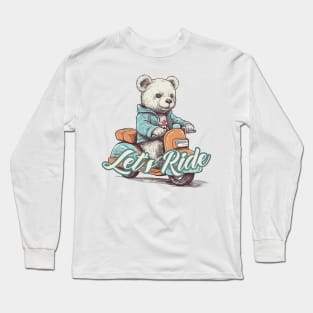 A cute teddy bear riding scooter bike Long Sleeve T-Shirt